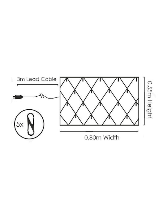 50 Lichterketten LED 0.8m. x 55cm Kaltes Weiß Typ Netz 1Stück