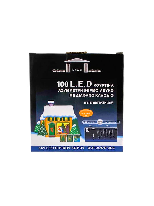 100 Λαμπάκια LED 1.8μ. x 60εκ. Θερμό Λευκό τύπου Βροχή