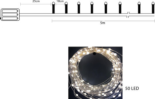 100 Lichterketten LED 10m. Kaltes Weiß Batterie in Zeichenfolge 1Stück