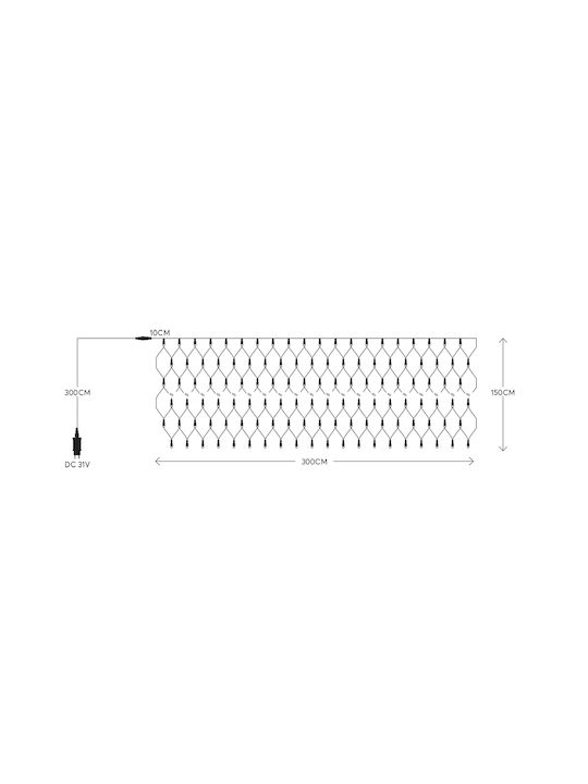 160 Lights LED 3m. x 150cm Warm White type Net 1pcs