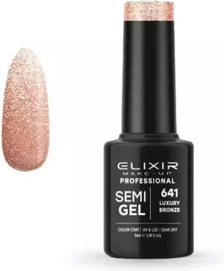 Elixir Semi Gel Хибриден Лак за Нокти 641 Luxury Bronze с Glitter 5мл 1бр