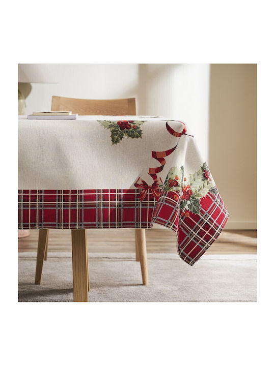 Gofis Home Christmas Tablecloth Fabric Beige L135xW180cm.