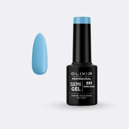 Elixir Semi Gel Semi-Permanent Nail Polish Bondi Blue 551 5ml