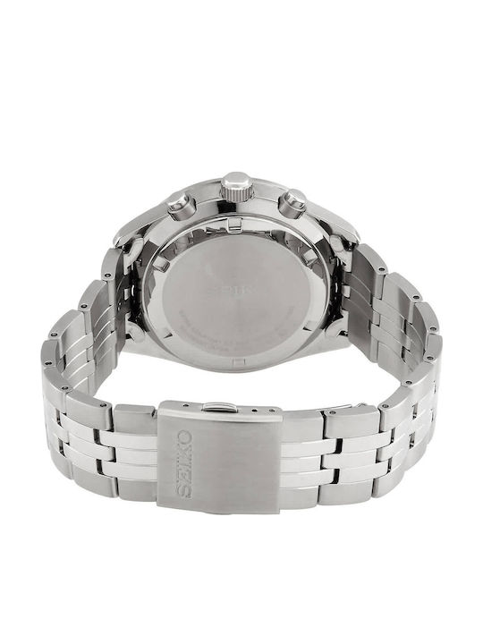 Seiko Men's Watch 42mm Chronograph Battery with Silver Metal Bracelet