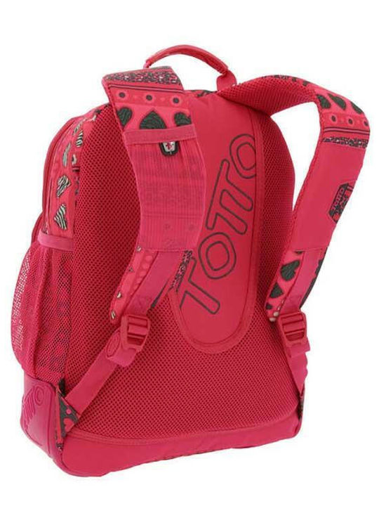 Totto Hearts School Backpack for Elementary Red with Water Bottle Holder