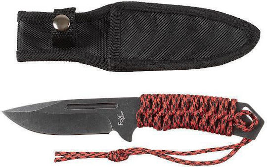 Fox Outdoor Large Stonew - Paracord Wrap Knife Survival Red in Sheath