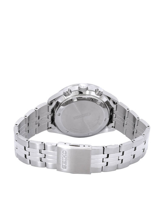 Seiko Men's Watch 41.5mm Chronograph Battery with Silver Metal Bracelet