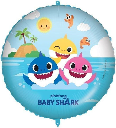 Μπαλόνι Στρογγυλό Γενεθλίων Baby Shark Foil Μπλε 45εκ.