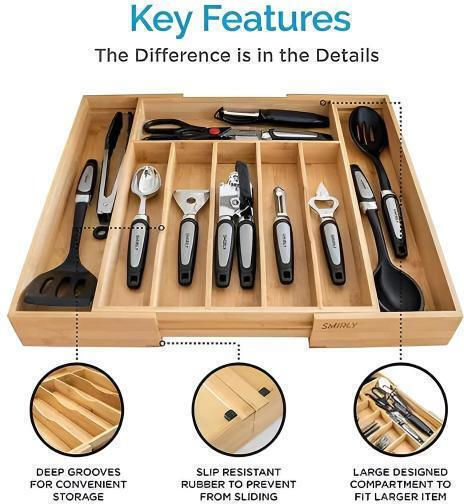 Olympus Wooden Beige Drawer Cutlery Tray