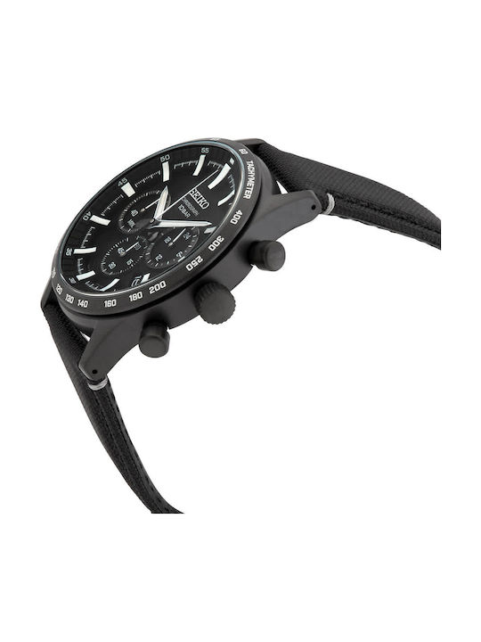 Seiko Ceas Bărbați 41.4mm Cronograf Solar cu Cureaua Textilă Neagră