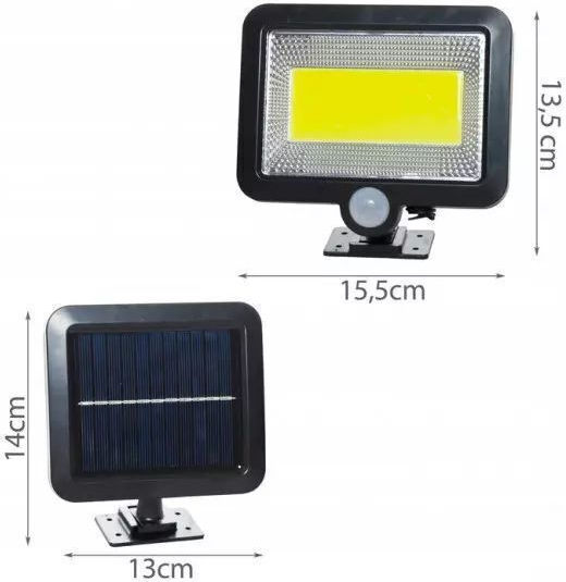 Factory Lampă Solară Stradală 12W 960lm Alb Rece 6000K cu Senzor de Mișcare, Fotocelulă și Telecomandă IP65 9.6bucx12.4bucx4.8buccm