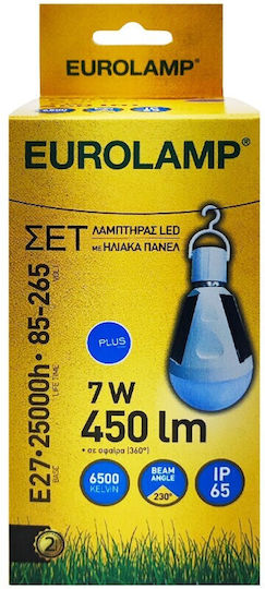 Eurolamp Κρεμαστό Ηλιακό Φωτιστικό 7W 630lm με Ψυχρό Λευκό Φως 6500K IP65