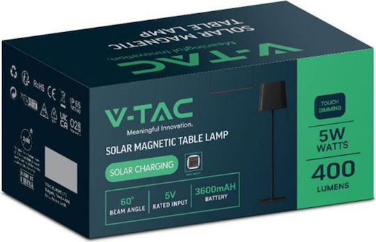 V-TAC Επιτραπέζιο Ηλιακό Φωτιστικό 5W 400lm με Ρυθμιζόμενο Λευκό Φως IP65 35.2x12εκ.