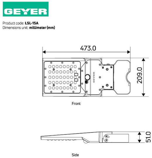 Geyer Straßen-Solarleuchte 15W 2500lm Kaltweiß 6500K mit Fernbedienung IP65