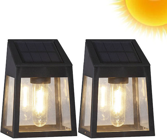 Set 2 Wand-Solarleuchten 10lm Warmes Weiß 3000K mit Fotokontakt