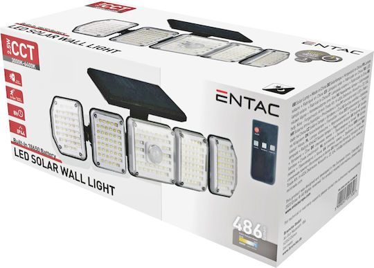 Entac ESL5H-214SMD-IR Επιτοίχιο Ηλιακό Φωτιστικό 2.5W 486lm Ρυθμιζόμενο Λευκό με Αισθητήρα Κίνησης IP44