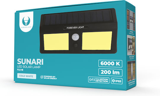 Forever Light Ηλιακό Φωτιστικό 3W 200lm Ψυχρό Λευκό 6000K με Αισθητήρα Κίνησης IP65