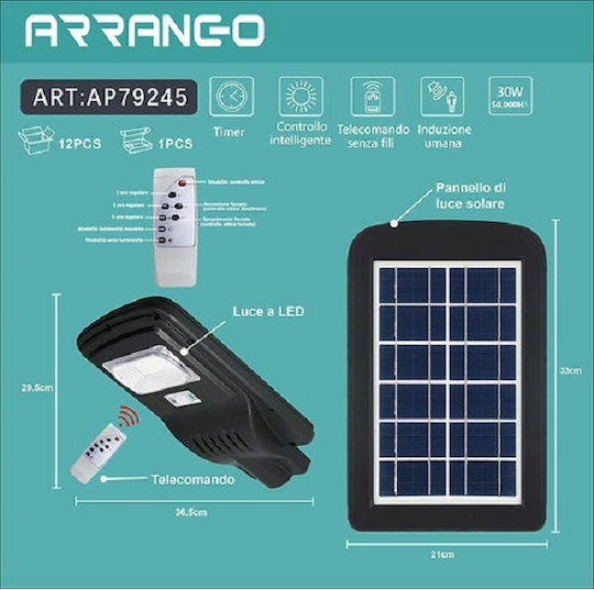 Arrango Street Solar Light 60W Cold White 6500K with Motion Sensor IP65 36.5cmx29.5cmcm