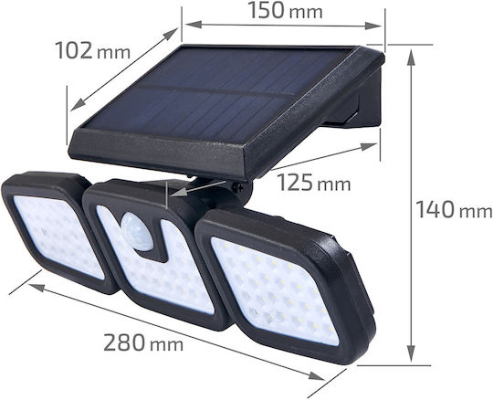 Masterled Lampă Solară 15W 450lm Alb Natural 4500K cu Fotocelulă IP54