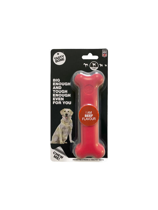 Tasty Bone Beef Nylon Knochenspielzeug Hund mit Geschmack Rindfleisch Groß 17εκ. Rot 1Stück