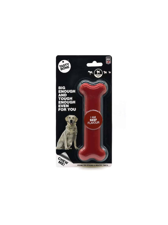 Tasty Bone Beef Nylon Dog Toy Bone Large Red 17cm