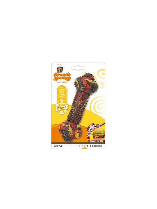 Nylabone Strong Cheeseburger Παιχνίδι Κόκκαλο Σκύλου Μασητικό με Γεύση Μπέικον Medium Καφέ 1τμχ