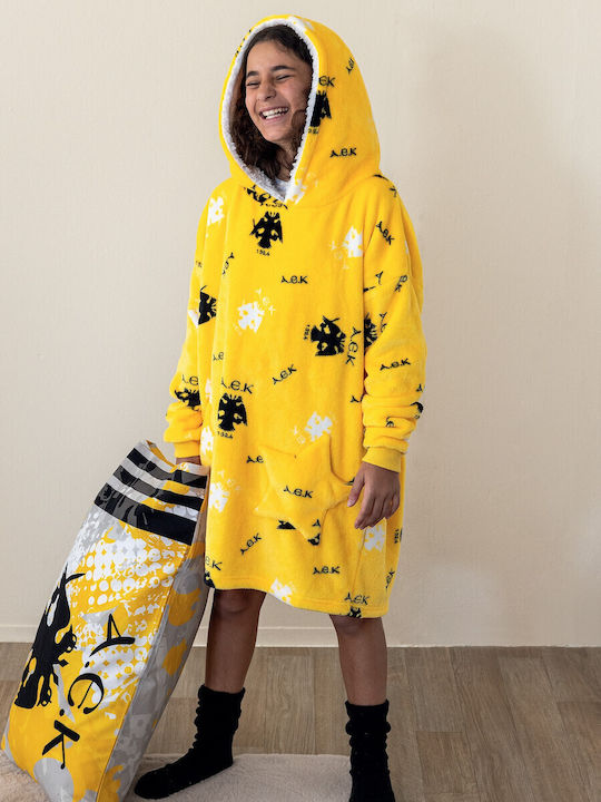 Palamaiki Kinder Bademantel Winterlich Fleece Gelb