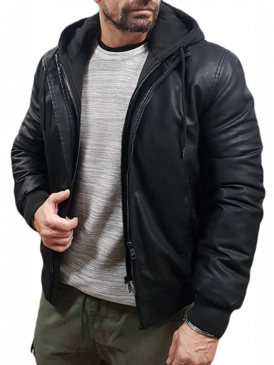 Brokers Jeans Faux Leather Jacket Black