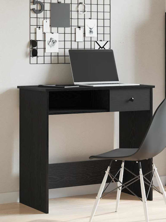 Desk Wooden Black Velvet-Black Metal 80x40x75cm