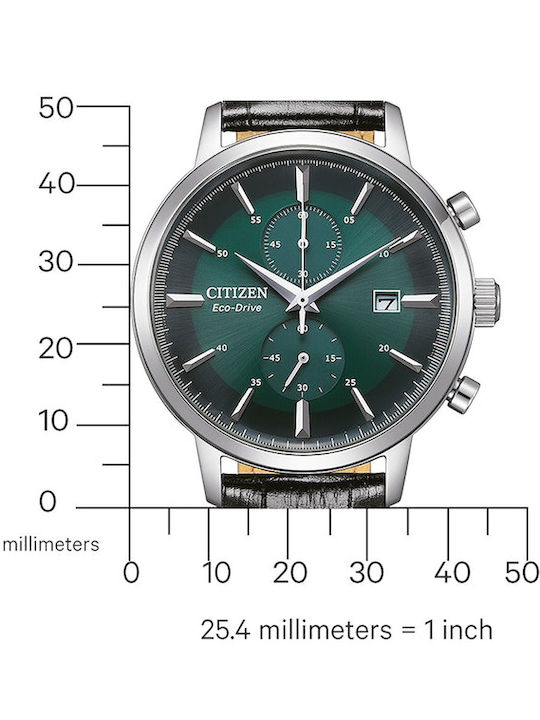 Citizen Men's Watch 42mm Chronograph Eco - Drive with Black Leather Strap
