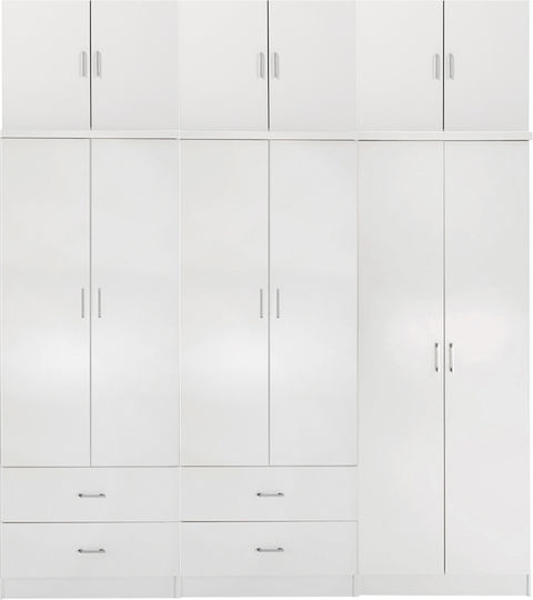 Reina Εξάφυλλη Ντουλάπα με Πατάρι 240x43x241cm Reina Εξάφυλλη Ντουλάπα με Πατάρι 240x43x241cm