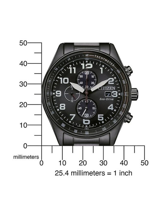 Citizen Herrenuhr 43mm Chronograph Eco - Antrieb mit Schwarz Metallarmband