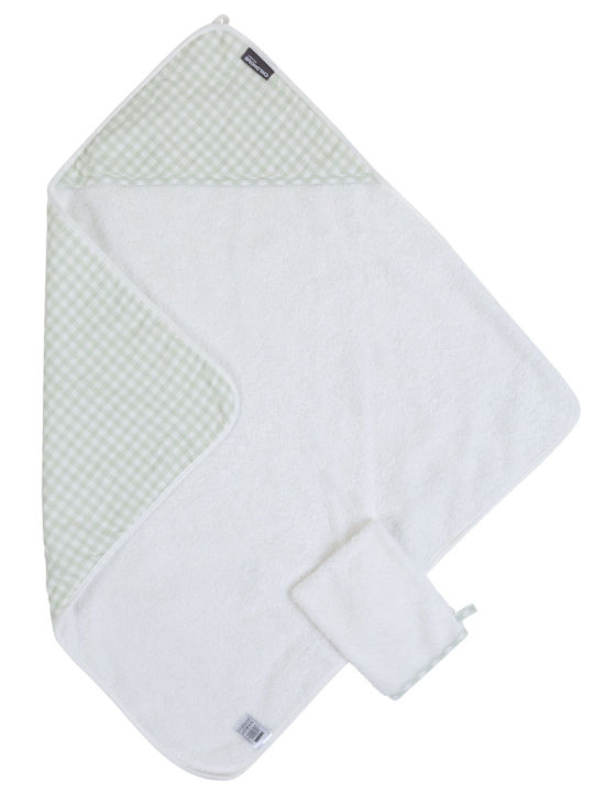 Childhome Set De Baie Pentru Bebeluşi Cu Glugă Verde 80x80cm