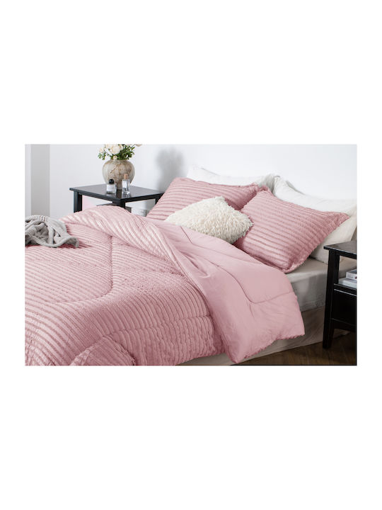 Saray Home Duvet Set Single with Microfiber Filling 160x220cm Ruffles Pink 2pcs 200 GSMGsm