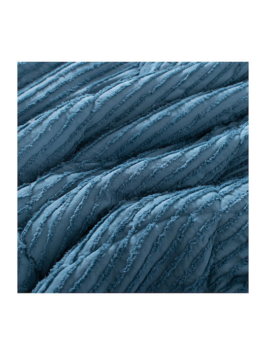 Saray Home Duvet Set Queen with Microfiber Filling 220x240cm Ruffles Petrol Blue 3pcs 200 GSMGsm