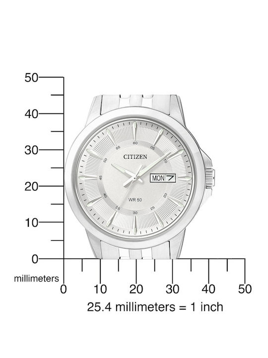 Citizen Ανδρικό Ρολόι 41mm Μπαταρίας με Ασημί Μεταλλικό Μπρασελέ