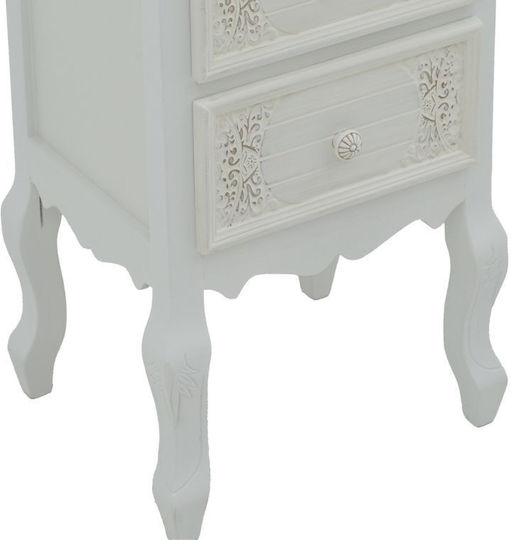 Pazlen Wooden Chest of Drawers Λευκή Αντικέ 40x45x65cm