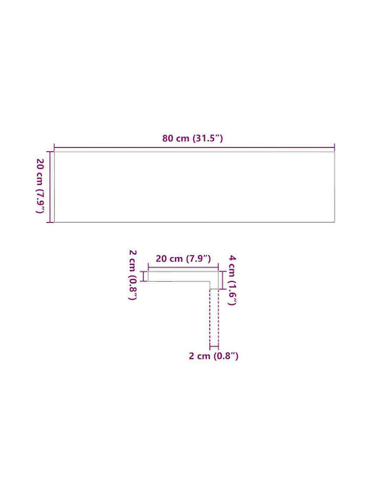 vidaXL Window Sill Wooden W80xH20cm
