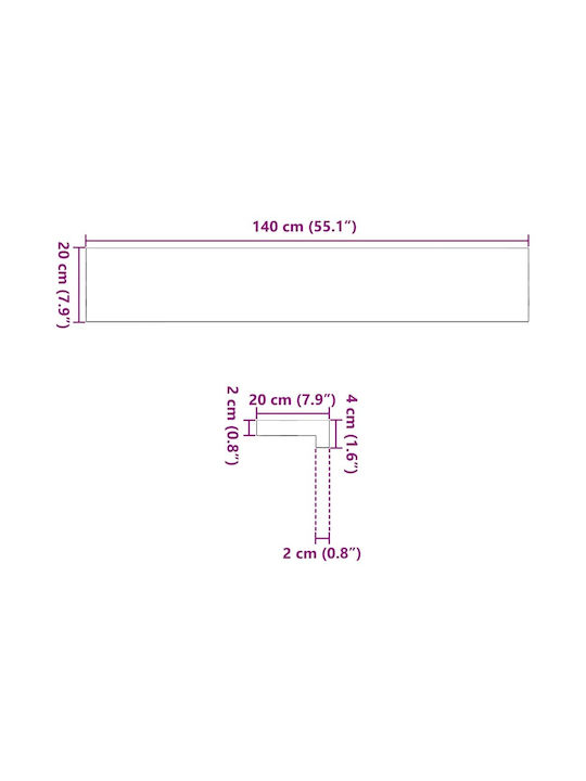 vidaXL Window Sill Wooden W140xH20cm