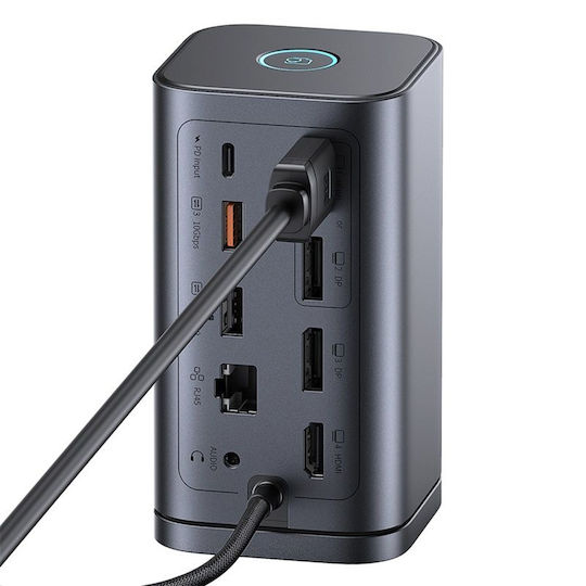 Baseus Spacemate 11in1 (Win) USB-C Docking Station με HDMI/DisplayPort 4K PD Ethernet και σύνδεση 3 Οθονών Γκρι