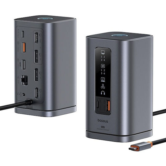 Baseus Spacemate 11in1 (Win) USB-C Docking Station με HDMI/DisplayPort 4K PD Ethernet και σύνδεση 3 Οθονών Γκρι