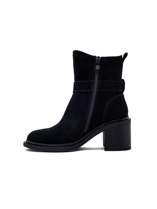 Leder Stiefeletten Damen Schwarz