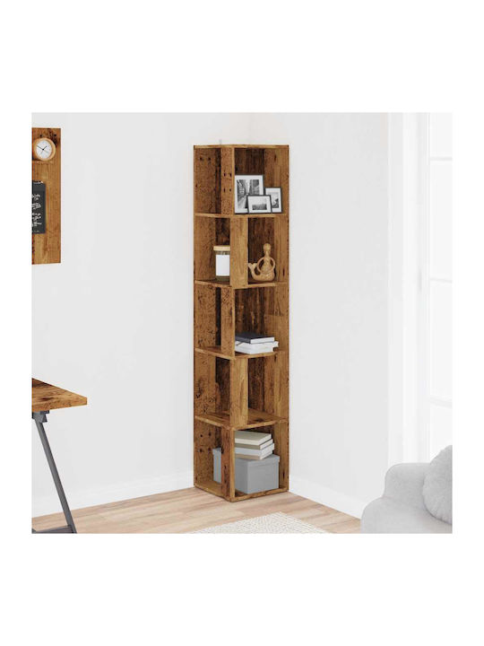 Corner Bookcase Old Wood 33x33x165cm