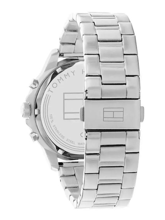 Tommy Hilfiger Henry Ανδρικό Ρολόι 44mm Χρονογράφος Μπαταρίας με Ασημί Μεταλλικό Μπρασελέ
