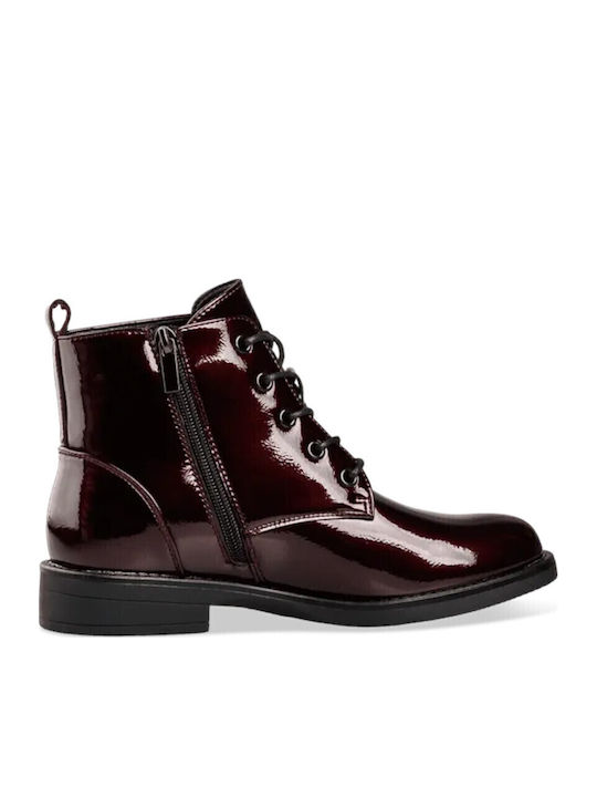 Women's Patent Leather Ankle Boots Burgundy