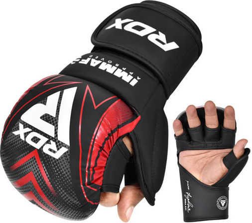 RDX Grappling Leather MMA Gloves Red