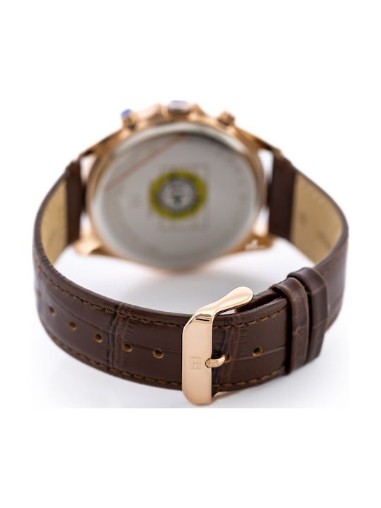 Tommy Hilfiger Baker Herrenuhr 44mm Chronograph Batterie mit Braun Lederarmband