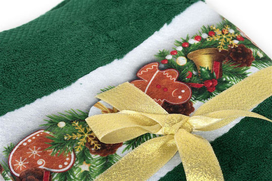 Dimcol Set Christmas Towels Fabric Green L90xW90cm. 2pcs