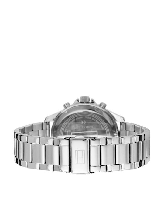 Tommy Hilfiger Bank Ανδρικό Ρολόι 46mm Μπαταρίας με Ασημί Μεταλλικό Μπρασελέ