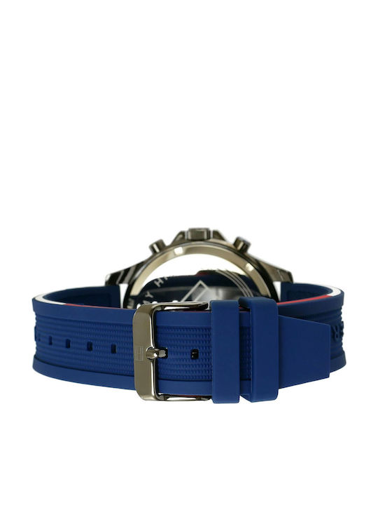 Tommy Hilfiger Bank Ανδρικό Ρολόι 46mm Χρονογράφος Μπαταρίας με Μπλε Καουτσούκ Λουράκι